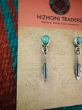 Navajo Turquoise & Sterling Silver Feather Earrings