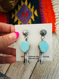 Navajo Turquoise & Sterling Silver Blossom Dangle Earrings by Jacqueline Silver