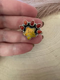 Beautiful Handmade Bumble Bee, Coral And Sterling Silver Adjustable Star Ring