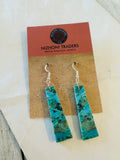 Navajo Sterling Silver & Turquoise Slab Dangle Earrings