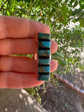 Handmade Turquoise & Sterling Silver 6 Stone Rectangular Stone Adjustable Ring Signed Nizhoni