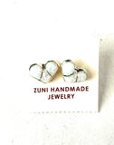 Zuni Sterling Silver & White Opal Inlay Stud Heart Earrings