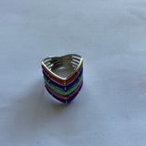 Zuni Sterling Silver Multistone 5 Row Inlay Ring