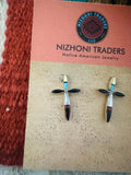 Zuni Sterling Silver & Multi Stone Inlay Cross Post Earrings