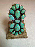 Navajo Turquoise & Sterling Silver Adjustable Ring Signed Sheila