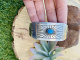 Vintage Navajo Turquoise & Sterling Silver Cuff Bracelet Signed