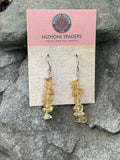 Navajo Sterling Silver Golden Quartz Chip Dangle Earrings