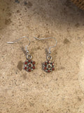 Zuni Petit Point Red Coral  Sterling Silver Dangle Earrings