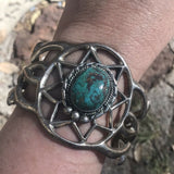 Vintage Turquoise Sterling Silver Navajo Cuff Bracelet