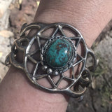 Vintage Turquoise Sterling Silver Navajo Cuff Bracelet