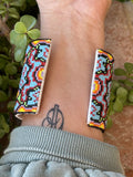 Navajo Handmade Beaded Flower Lotus Cuff Bracelet