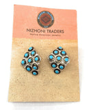 Zuni Sterling Silver & Turquoise Snake Eye Style Dangle Earrings