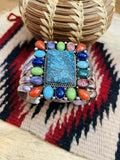 Amazing Navajo Multi Stone & Sterling Silver Cuff Bracelet Signed