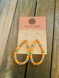 Navajo Spiny, Turquoise, Gaspeite And Sterling Silver Beaded Dangle Earrings