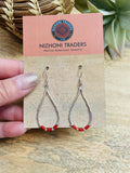 Navajo Sterling Liquid Silver & Coral Beaded Dangle Earrings