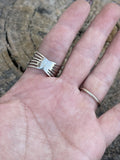 Zuni Sterling Silver Blue Opal 5 Row Inlay Ring