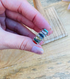 Zuni Sterling Silver & Multi Stone Needlepoint Band Ring