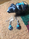 Navajo Sterling Silver And Turquoise Bear Paw Dangle Earrings