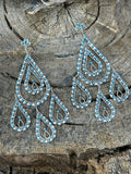 Zuni Sterling Silver & Snake Eye Chandelier Turquoise Dangle Earrings