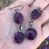 Navajo Purple Spiny Oyster & Sterling Silver Necklace & Earring Set Signed