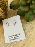 Zuni Sterling Silver & Mother Of Pearl Inlay Tear Drop Pink Stud Earrings