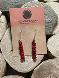 Navajo Sterling Silver Apple Coral Chip Dangle Earrings