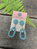 Zuni Natural Sleeping Beauty Turquoise Sterling Dangle Earrings artist AJW