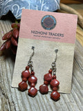 Navajo Sterling Silver Apple Coral 2 Strand Beaded Earrings