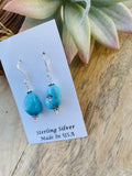 Navajo Sterling Silver & Turquoise Bead Dangle Earrings