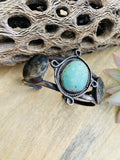 Vintage Navajo Turquoise & Sterling Silver Liberty Coin Cuff Bracelet