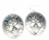 Navajo Sterling Silver Etched  Hand Stamped Dangle Earrings