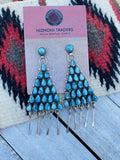 Zuni Sterling Silver And Sleeping Beauty Turquoise Dangle Earrings Signed