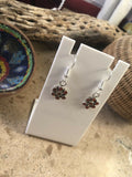 Zuni Petit Point Red Coral  Sterling Silver Dangle Earrings