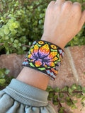 Navajo Handmade Beaded Flower Lotus Cuff Bracelet