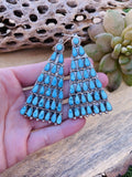 Zuni Sterling Silver And Sleeping Beauty Turquoise Dangle Earrings Signed