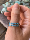 Zuni Sterling Silver Double Turquoise 10 Stone Stacker Ring