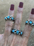 Navajo Turquoise and Sterling Stacker Rings size 12.5