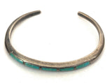 Vintage Navajo Turquoise & Sterling Silver Inlay Cuff Bracelet