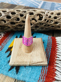 Zuni Sterling Silver & Pink Opal Inlay 5 Row Stacker Ring