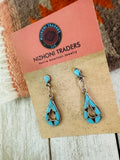 Zuni Sterling Silver,  Turquoise & Onyx Inlay Dangle Earrings