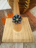 Handmade Purple Mojave & Sterling Silver Adjustable Flower Ring