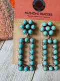 Navajo Turquoise & Sterling Silver Cluster Dangle Earrings