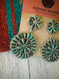 Navajo Turquoise & Sterling Silver Cluster Dangle Earrings