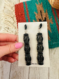 Navajo Black Onyx & Sterling Silver Dangle Earrings by Jacqueline Silver