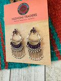 Zuni Silver And Charoite Needlepoint Earrings