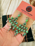 Navajo Green Turquoise & Sterling Silver Cluster Dangle Earrings