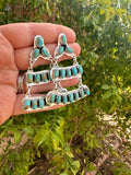 “Rodeo Roundup” Handmade Turquoise And Sterling Silver Dangle Earrings Signed Nizhoni