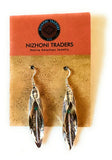 Navajo Turquoise & Sterling Silver Feather Dangle Earrings