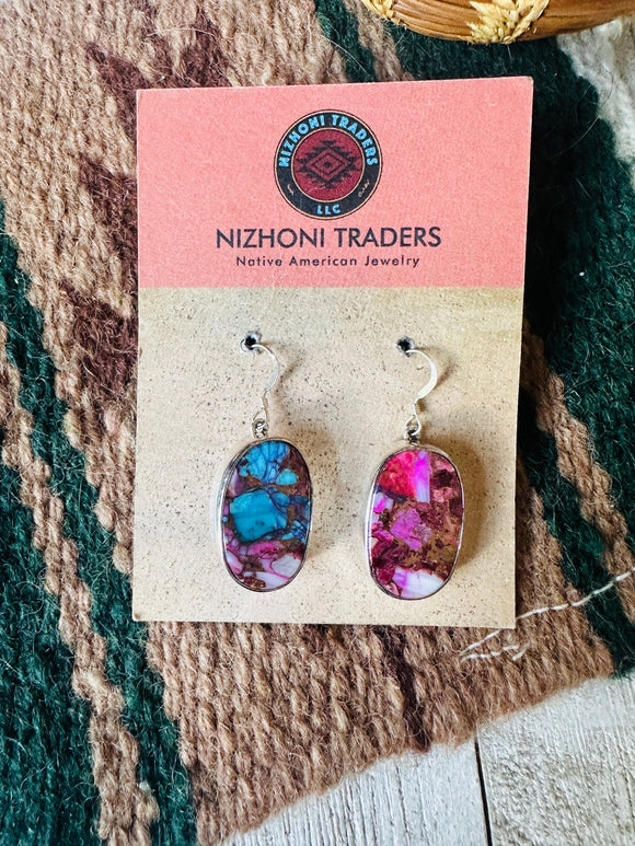 Navajo Pink Dream Mojave & Sterling Silver Dangle Earrings