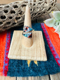 Zuni Sterling Silver & Multi Stone Inlay Adjustable Ring